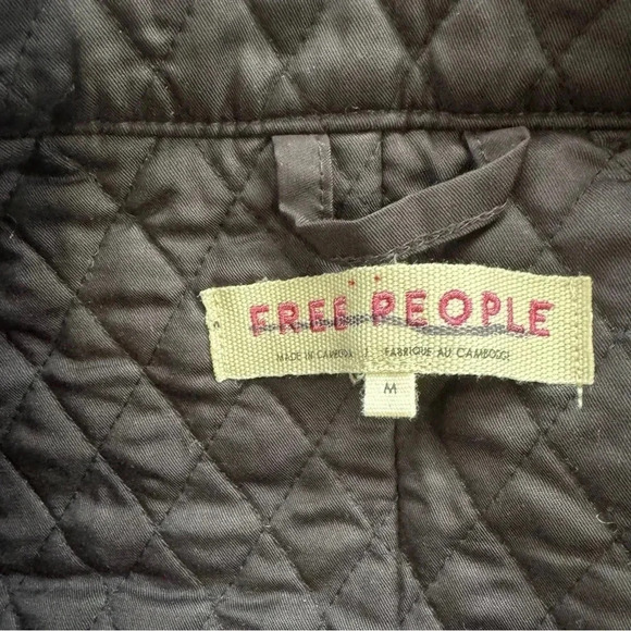 New Free People Zoey Jacket Quilted Fall Paisley Print Collarless Black - Picture 7 of 13